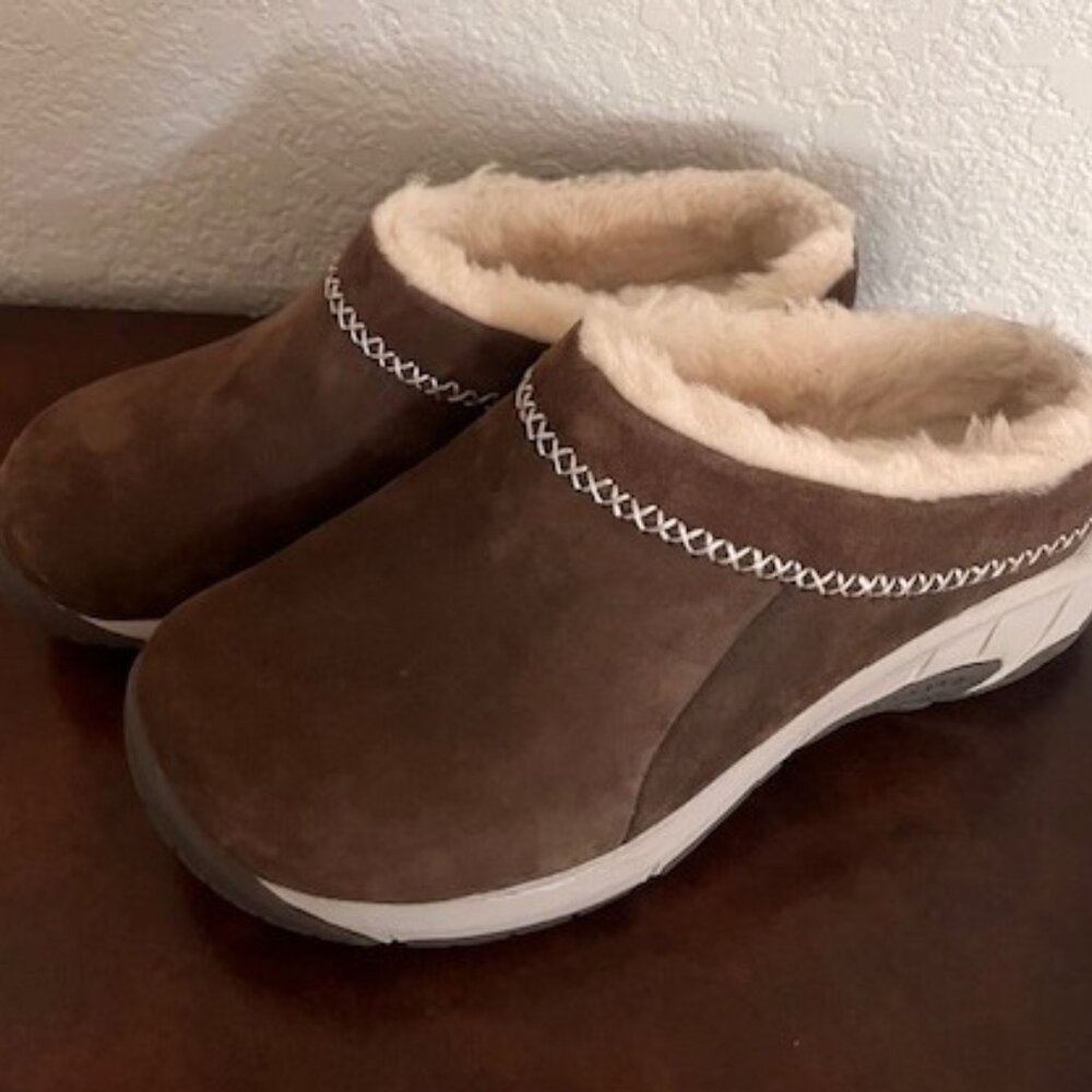 MERRELL Brown Tan Suede Echo Ice Cozy Faux Shearling Lined Slip On Shoes 6